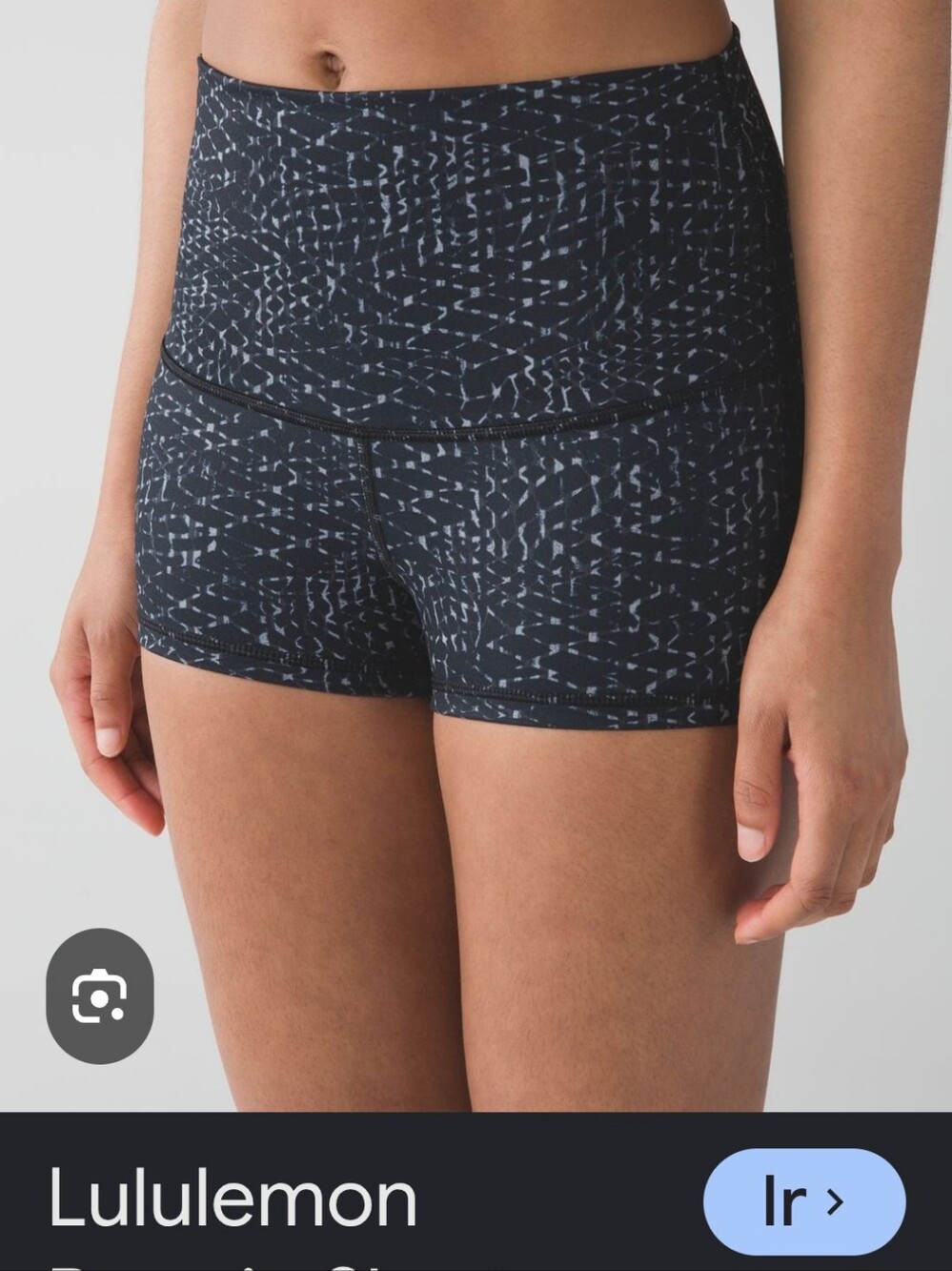 lululemon athletica Black Shorts with Light Gray Abstract Print